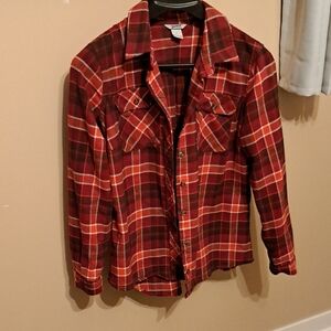 Red Plaid Button-Up Shirt